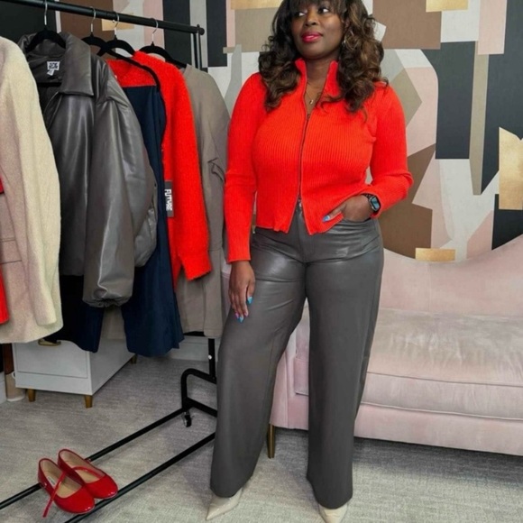 Women's Mid-Rise Wide Leg Faux Leather
Pants - Future Collective Dark Gray new - Picture 11 of 11